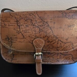 Patricia Nash Brown Map Print Crossbody Bag